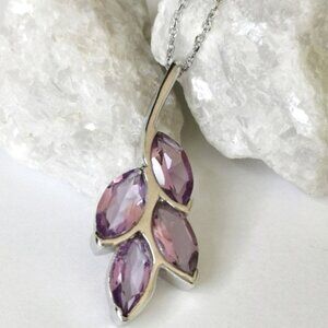 NWT Amethyst marquise cut pendant necklace leaves design